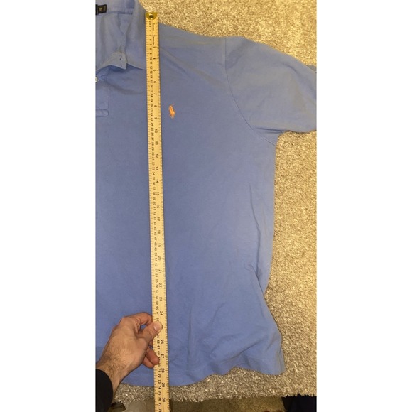 Polo Ralph Lauren Mens 3XB 3XL Big Solid Blue Polo Shirt Cotton Orange Pony Prep - Picture 9 of 10